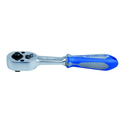 KING TONY Трещотка 1/4", 134 мм, 24 зубца, флажковая с кнопкой, фиксатор ( 2771-55G )