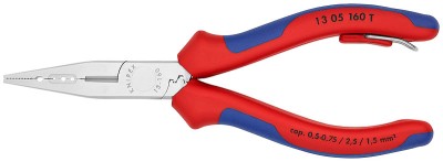 Плоскогубцы для монтажа проводов хромированные 160 мм, KNIPEX,  ( KN-1305160T )