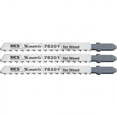 Полотна для электролобзика по дереву, 3 шт, T101B, 75 х 2,5 мм, HCS Matrix Professional, ( 78201 )