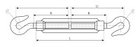 Талреп DIN 1480, крюк-крюк, М5, 1 шт, кованая натяжная муфта, оцинкованный, ЗУБР Профессионал,  ( 304366-05 )