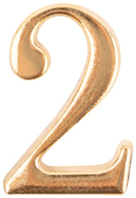 Цифра для обозначения номера квартиры, металлическая Золото "2" ( 67292 )