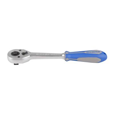 KING TONY Трещотка 1/2", 262 мм, 32 зубца, флажковая с кнопкой ( 4771-10GR )