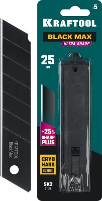 KRAFTOOL BLACK MAX 25 мм лезвия сегментированные, 5 шт ( 09602-25-S5 )