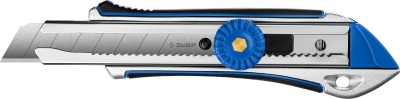 ЗУБР Титан-В, сегмент. Лезвия 18 мм, Металлический обрезиненный нож с винтовым фиксатором, Профессионал (09178)