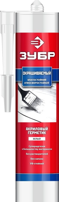 Герметик акриловый ЗУБР белый, универсальный, 280мл,  ( 41231-0 )