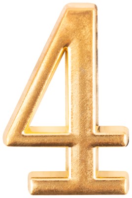 Цифра для обозначения номера квартиры, металлическая Золото "4" ( 67294 )