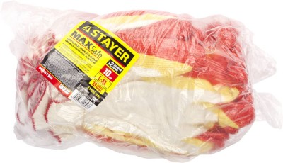 Перчатки STAYER "МASTER" MaxSafe трикотажные, двойная обливная ладонь из латекса, х/б, 13 класс, L-XL, 10 пар ,  ( 11409-H10 )
