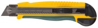Нож с сегментирован лезвием, KRAFTOOL 09197, двухкомпонент корпус, автостоп, допфиксатор, кассета на 5 лезвий, 25 мм,  ( 09197 )