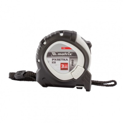 Рулетка Neon, 3 м x 16 мм, обрезиненный корпус, 3 фиксации, Pro Matrix, ( 32590 )