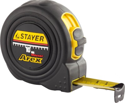 STAYER AREX 10м / 25мм рулетка в ударостойком полностью обрезиненном корпусе  и двумя фиксаторами,  ( 3410-10_z01 )