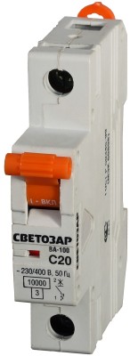 Выключатель автоматический СВЕТОЗАР 1-полюсный, 16 A, "C", откл. сп. 10 кА, 230 / 400 В,  ( SV-49071-16-C )