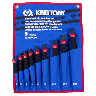 KING TONY Набор выколоток с протектором, чехол из теторона, 9 предметов ( 1009GPN )