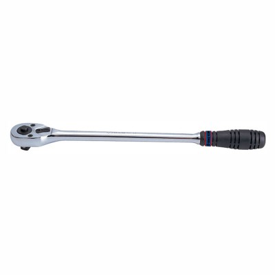 KING TONY Трещотка 1/2", 375 мм, 32 зубца, флажковая с кнопкой ( 4762-15G )