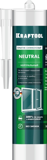 Герметик силиконовый KRAFTOOL белый, нейтральный, 300мл ,  ( 41257-0 )