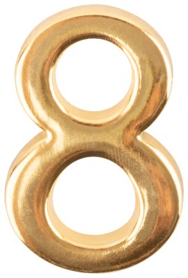 Цифра для обозначения номера квартиры, металлическая Золото "8" ( 67298 )