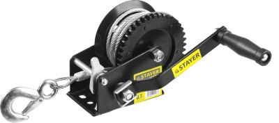 Лебедка ручная барабанная STAYER "MASTER", тяговая, тросовая, 0,7т, 8м,  ( 43112-0.7 )