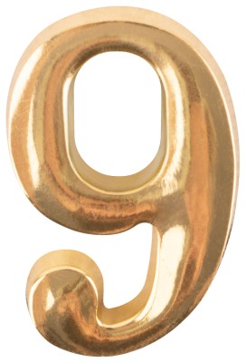 Цифра для обозначения номера квартиры, металлическая Золото "9" ( 67299 )