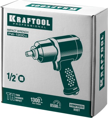 KRAFTOOL PW-1300c, 1/2", 1300 Нм, ударный пневматический гайковерт, композитный корпус ( 64205 )