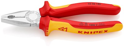 Плоскогубцы комбинированные хромированные 180 мм, KNIPEX,  ( KN-0306180 )