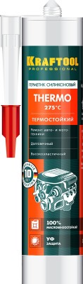 Герметик силиконовый KRAFTOOL красный, температуростойкий (от -62 С до 275 С), 300мл,  ( 41259 )
