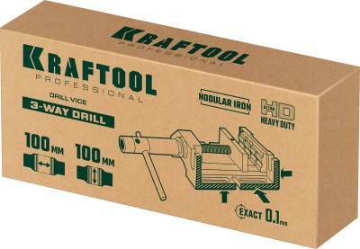 KRAFTOOL, 100 мм, станочные трехсторонние сверлильные тиски ( 32716-100 )