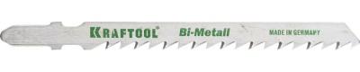 Полотна KRAFTOOL, T144DF, для эл/лобзика, Bi-Metall, по дереву, фанере, быстрый рез, EU-хвост., шаг 4мм, 75мм, 2шт,  ( 159520-4 )