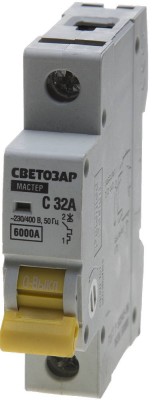 Выключатель автоматический СВЕТОЗАР 1-полюсный, 32 A, "C", откл. сп. 6 кА, 230 / 400 В ,  ( SV-49061-32-C )