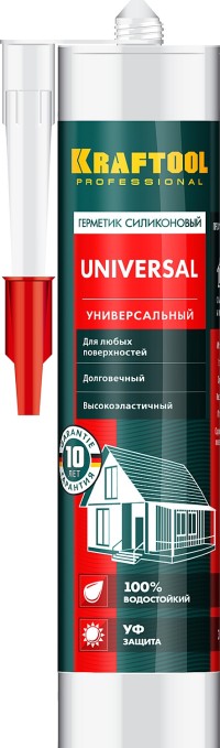 Герметик силиконовый KRAFTOOL прозрачный, универсальный, 300мл ,  ( 41253-2 )