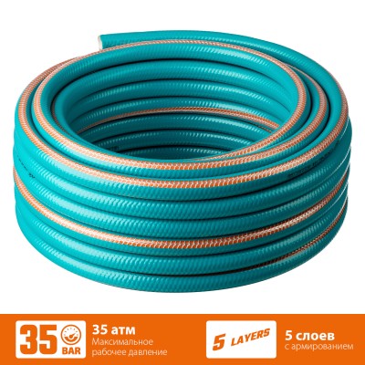 GRINDA EXPERT 5 1/2", 15 м, 35 атм, пятислойный, плетёное армирование, Поливочный шланг, PROLine (429007-1/2-15)