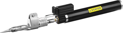 Газовая горелка STAYER "PROFESSIONAL", 2в1, пьезоподжиг, регулировка пламени, 4 насадки, 1200С,  ( 55505-H6 )
