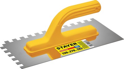 STAYER Master 130х27 0мм, 10х10 мм, гладилка штукатурная зубчатая нержавеющая с пластиковой ручкой ( 08012-10 )