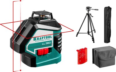 KRAFTOOL LL360 #3 нивелир лазерный, 2х360° , 20м/70м,  IP54, точн. +/-0,2 мм/м, штатив, в коробке ( 34645-3 )