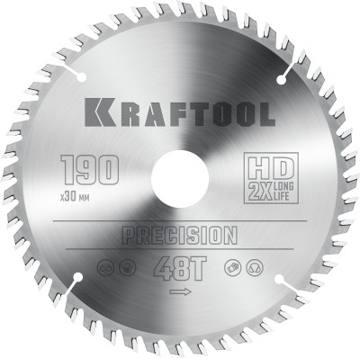 KRAFTOOL PRECISSION 190х30мм 48Т, диск пильный по дереву