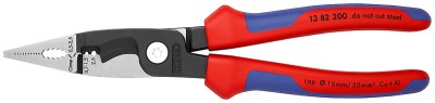 Электромонтажные клещи фосфатированные, черного цвета 200 мм, KNIPEX,  ( KN-1382200 )