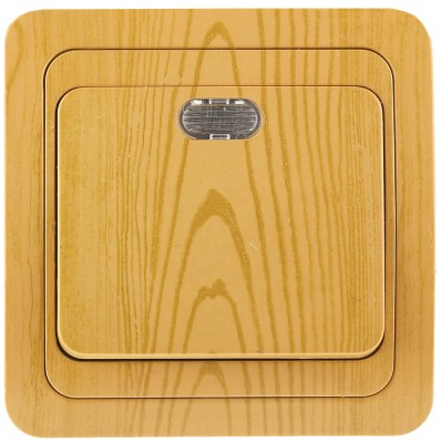 Выключатель СВЕТОЗАР "ГАММА" с подсветкой, одноклавишный, цвет ольха, 10A/~250B,  ( SV-54131-A )