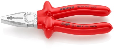 Плоскогубцы комбинированные хромированные 180 мм, KNIPEX,  ( KN-0307180 )