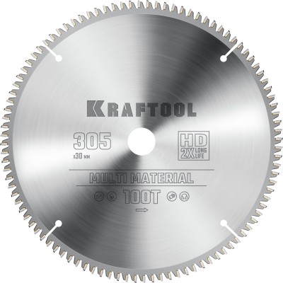KRAFTOOL Multi Material 305х30мм 100Т, диск пильный по алюминию