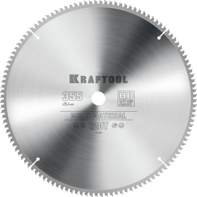 KRAFTOOL Multi Material 355х25.4мм 120Т, диск пильный по алюминию