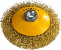 STAYER "PROFESSIONAL". Щетка коническая для УШМ, витая стальная латунированная проволока 0,3мм, 115ммхМ14,  ( 35133-115 )