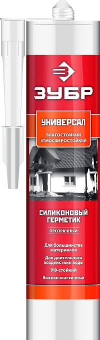 Герметик силиконовый ЗУБР прозрачный, универсальный, 280мл,  ( 41233-2 )
