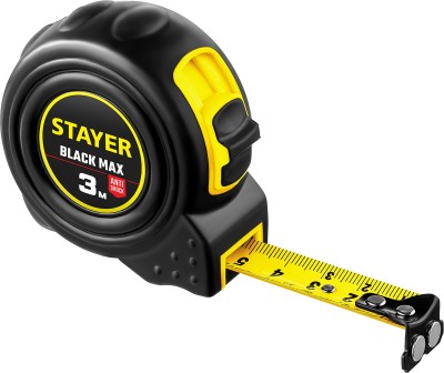 STAYER BlackMax 3м / 16мм рулетка в ударостойком полностью обрезиненном корпусе  и двумя фиксаторами ( 3410-03_z02 )