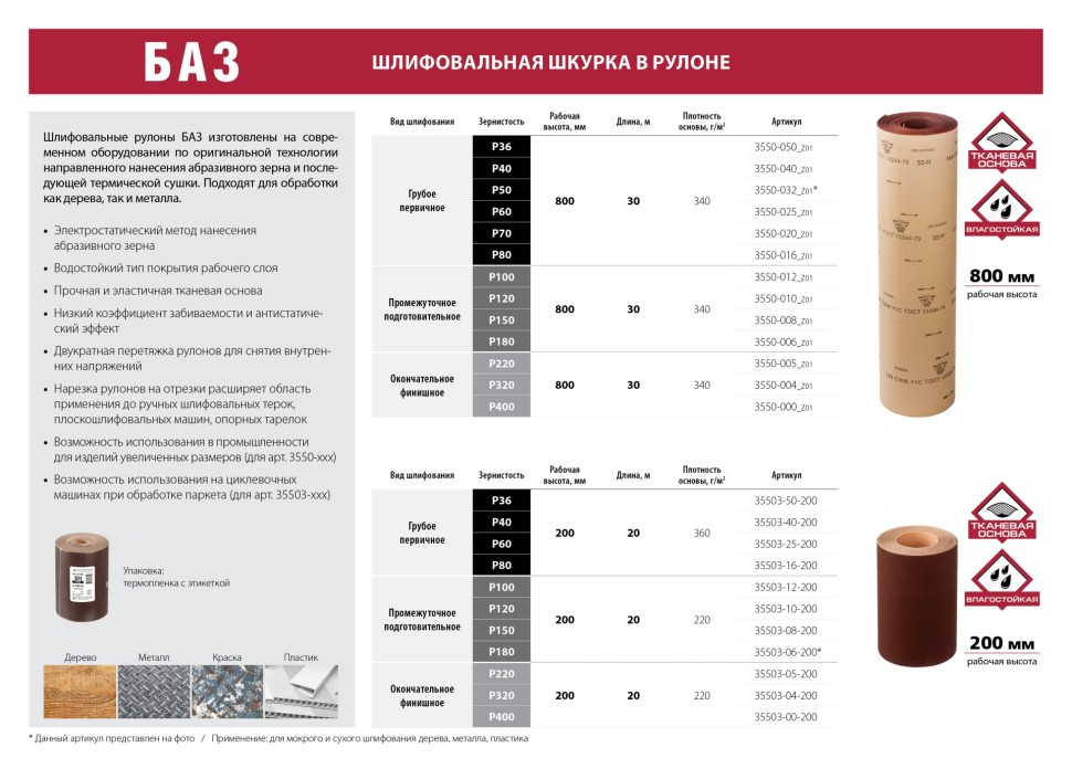 Купить 14а 8-h (p150), 800 мм рулон шлифовальный, на тканевой основе,  водостойкий, 30 м, баз, ( 3550-008_z01 ) в Москве в интернет-магазине  Юнитул по лучшей цене 13 426 руб.