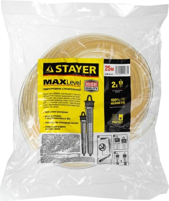 Гидроуровень STAYER "MASTER" с усиленной  измерительной колбой большого размера, d 6мм, 25м,  ( 3486-06-25 )