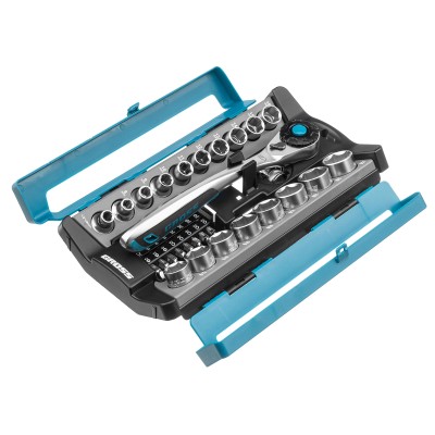 Набор торцевых головок, трещотка 120 зубьев, 36 предметов, 1/2", 3/8”, CrV Gross, ( 14145 )