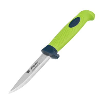 Нож универсальный с чехлом, обрезиненная рукоятка, 220 мм, лезвие 100 мм Сибртех, ( 79015 )