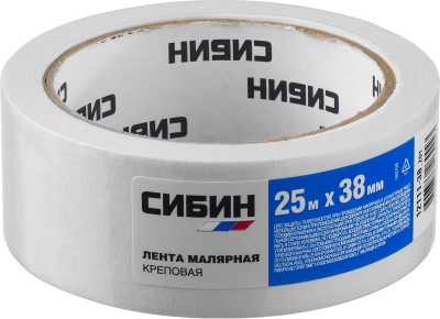 Малярная лента, креповая, 38мм х 25м, CИБИН,  ( 12111-38_z01 )
