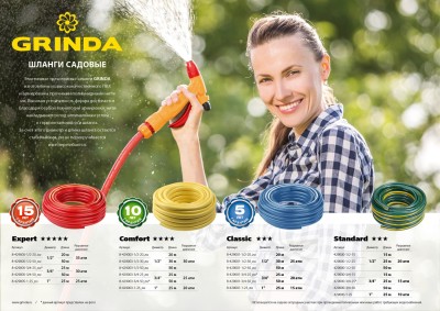 Шланг GRINDA "STANDARD" поливочный, 15 атм., армированный, 3-х слойный, 3/4"х25м,  ( 429000-3/4-25 )
