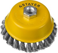 STAYER "PROFESSIONAL". Щетка чашечная для УШМ, жгутированная стальная проволока 0,5мм, 120ммхМ14,  ( 35128-120 )