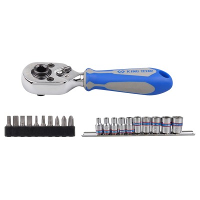 KING TONY Набор вставок (бит) и головок с трещоткой 1/4", Torx, Hex, PH, 21 предметов ( 2501MR )