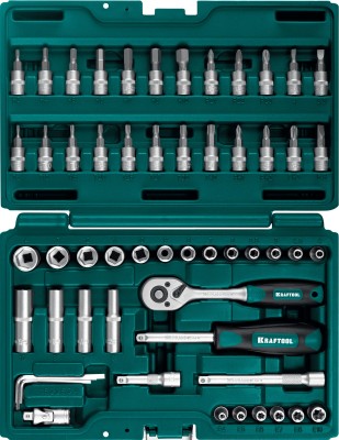 KRAFTOOL X-Drive, 57 предм. (1/4″), Универсальный набор инструмента (27885-H57)
